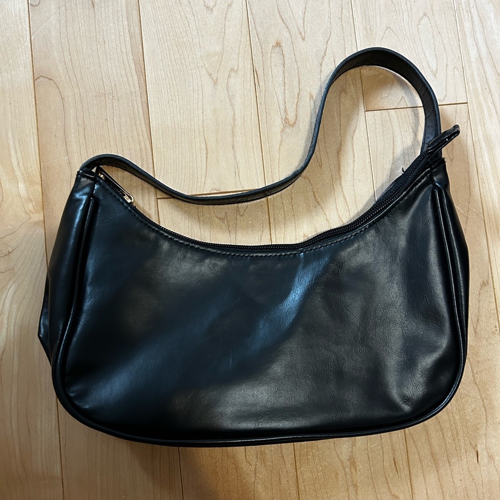 Black faux leather purse
